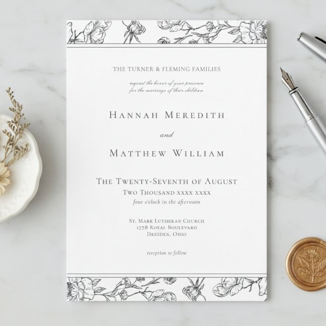 Invitation Élégante Chinoiserie noire Mariage Bird Crest (Créateur téléchargé)
