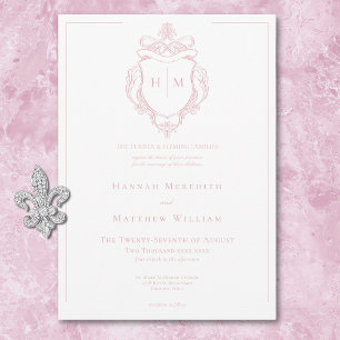 Invitation Élégante Chinoiserie rose Mariage d'oiseaux et de 