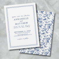 Élégante chinoserie oiseau floral bleu mariage