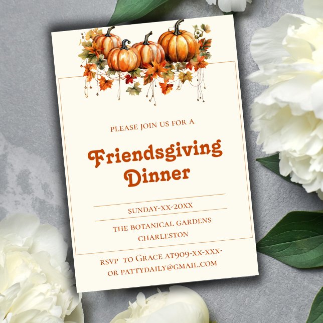 Invitation élégante chute botanique Friendsgiving (Créateur téléchargé)