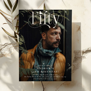 Invitation Elégante CINQUANTE Photo 50e fête d'anniversaire