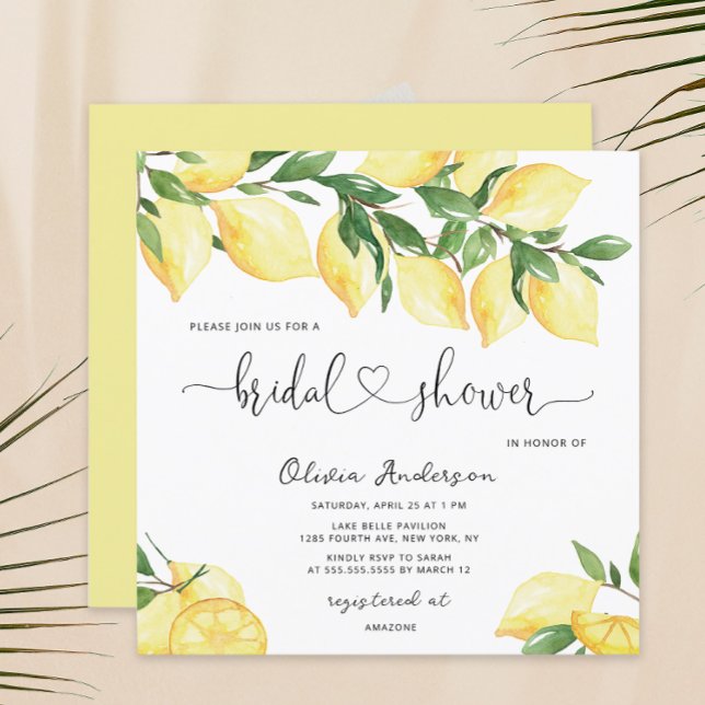 Invitation Élégante Citron nuptiale Douche (Créateur téléchargé)