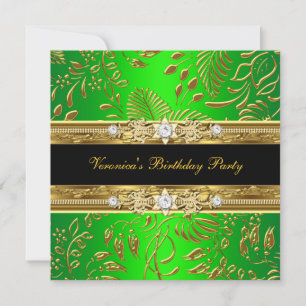 Invitation Elégante Classique Femme Damask Lime Or Anniversai
