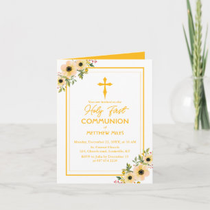 Invitation Élégante communion florale première catholique