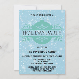 Invitation Elégante Compagnie Bleue Noël Fête Neige