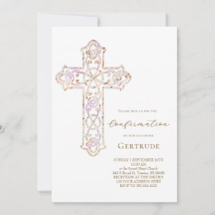 Invitation élégante confirmation croisée