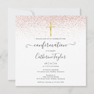 Invitation Élégante confirmation moderne avec paillettes en o