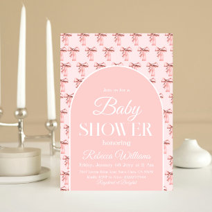 Invitation Elégante Coquette Bow rose C'est un Baby shower de
