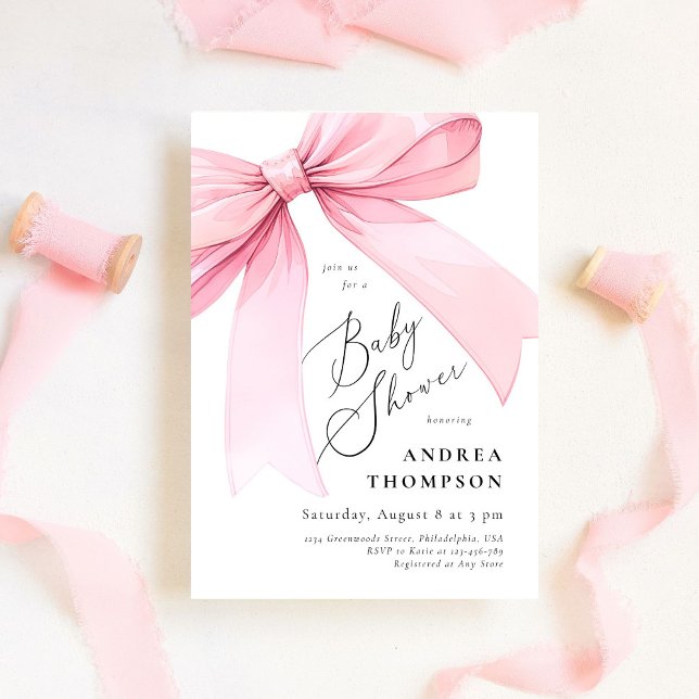 Invitation Élégante Coquette rose Baby shower de la corneille (Créateur téléchargé)