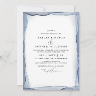 Invitation Elégante couleur Mariage bleu foncé Abstrait