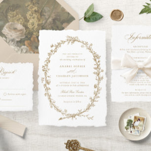 Invitation Élégante couronne florale Mariage botanique Vintag