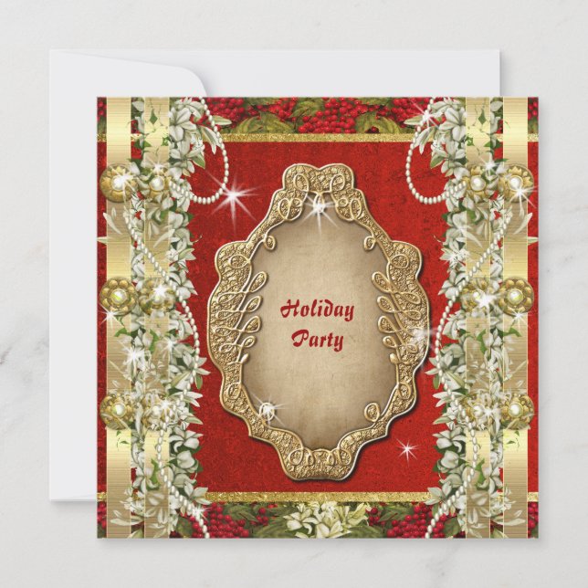 Invitation Elégante coutume dorée de Noël (Devant)