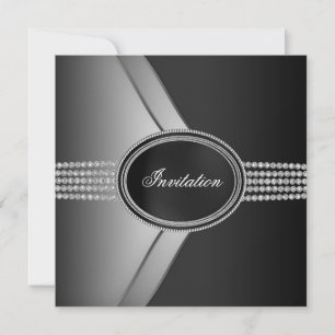 Invitation Élégante Cravate noire Diamant Noir