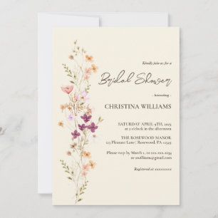 Invitation Elégante Crème Boho Fleur sauvage Fête des mariées