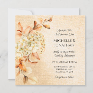 Invitation Elégante Crème Hydrangea Floral Mariage chrétien