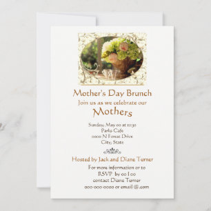Invitation Elégante Crème Rose Fête des Mères Brunch Invitati