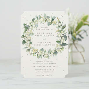 Invitation Elégante crème Snowberry+Eucalyptus Wreath Mariage