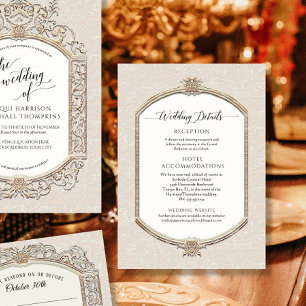 Invitation Elégante crème Vintage d'ivoire n Gold Détails sur