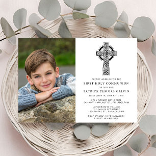 Invitation Elégante Croix celtique Photo Première Communion S