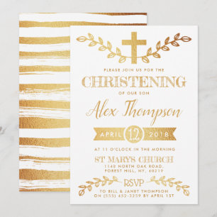 Invitation Elégante croix et colombage en or