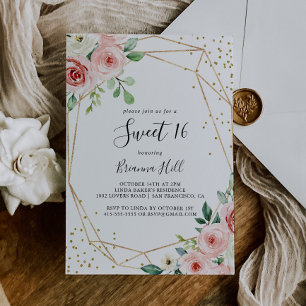 Invitation Élégante Dainty Floral Sweet 16 Anniversaire