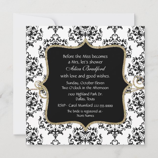 Invitation Élégante Damask Bridal Shower (Devant)