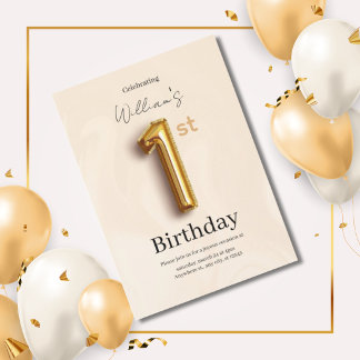Invitation élégante d'anniversaire 1ère année en O