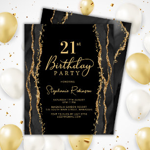 Invitation élégante d'anniversaire 21 ans en agate
