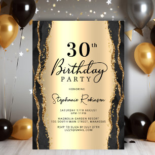 Invitation élégante d'anniversaire 30 ans Black Go