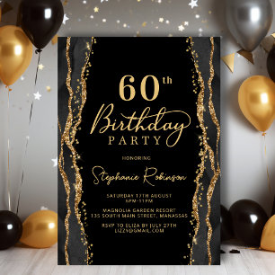 Invitation élégante d'anniversaire 60 ans en Agate