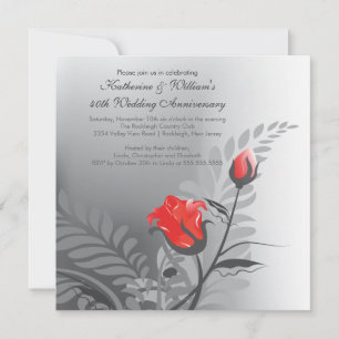 Invitation élégante d'anniversaire de rose rouge