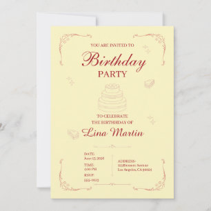 Invitation élégante d'anniversaire rose