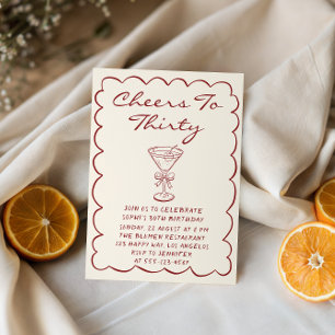 Invitation élégante de 30 ans avec martini « À tre