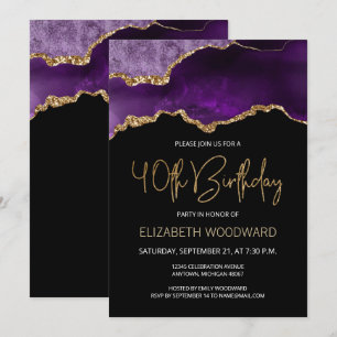 Invitation élégante de 40e anniversaire en agate v