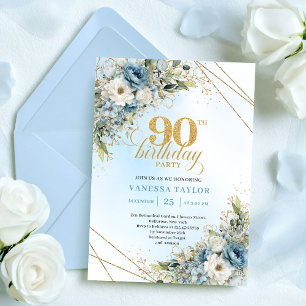 Invitation élégante de 90e anniversaire à motif bo