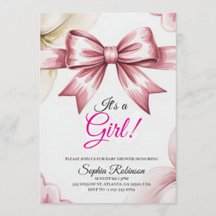 Invitation élégante de baby shower aquarelle flora