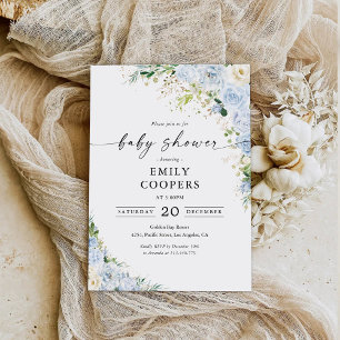 Invitation élégante de baby shower bleu clair