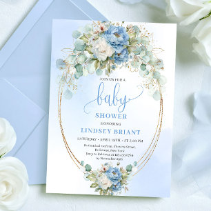 Invitation élégante de Baby Shower Bleu Poussiéreu