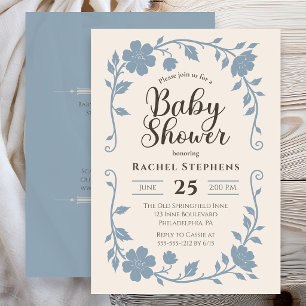 Invitation Élégante de Baby Shower Botanique au Bl