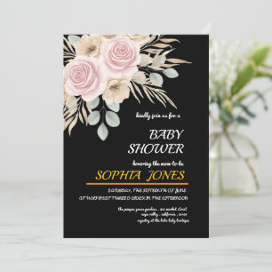 Invitation élégante de baby shower floral pour fil