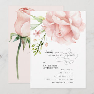 Invitation élégante de Baby shower Floral rose