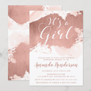 Invitation élégante de Baby Shower Rose Gold & Blu