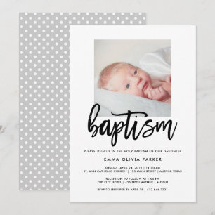 Invitation élégante de baptême avec la photo du