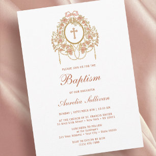 Invitation élégante de baptême de la Sainte Croix