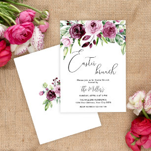 Invitation élégante de brunch de Pâques à motif fl
