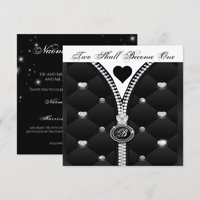 INVITATION ÉLÉGANTE DE COEUR DE DIAMANT (Devant / Derrière)