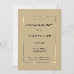 Invitation élégante de couleur or marron clair pou