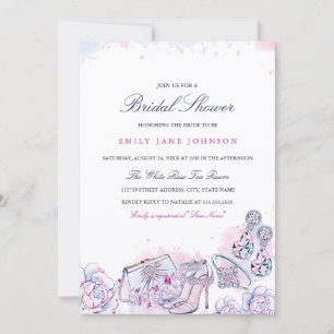 Invitation élégante de cristal rose bleu pour une