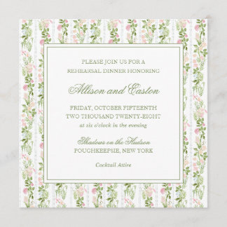 Invitation élégante de dîner de répétition florale
