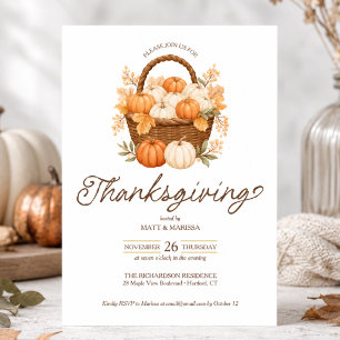 Invitation élégante de dîner de Thanksgiving avec 
